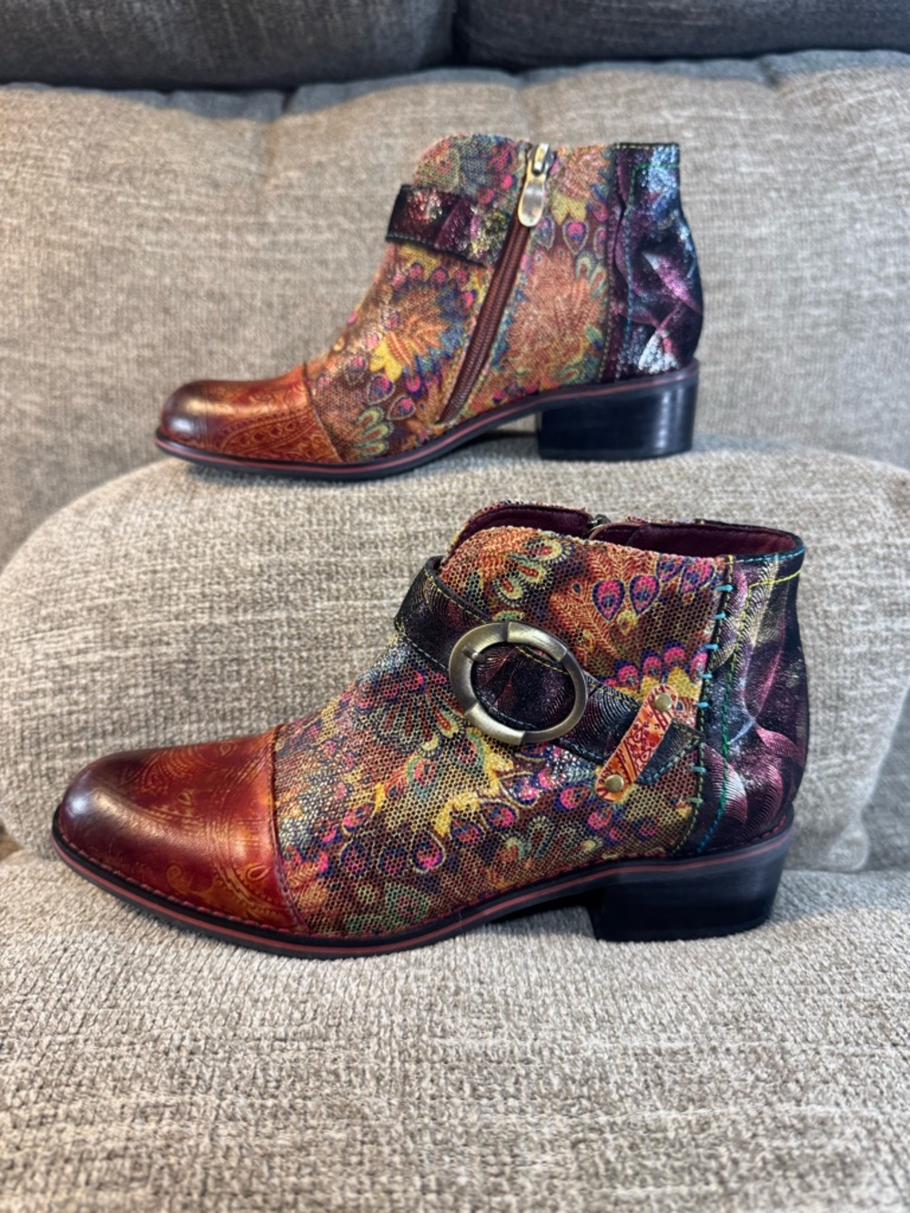 L'Artiste by Spring Step Georgiana-Scope Bootie Hand Painted Boot Size 7 NWOT - Picture 2 of 14